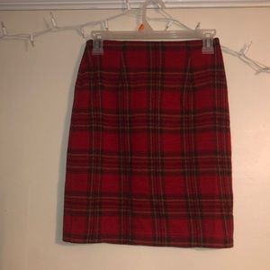 Red plaid skirt